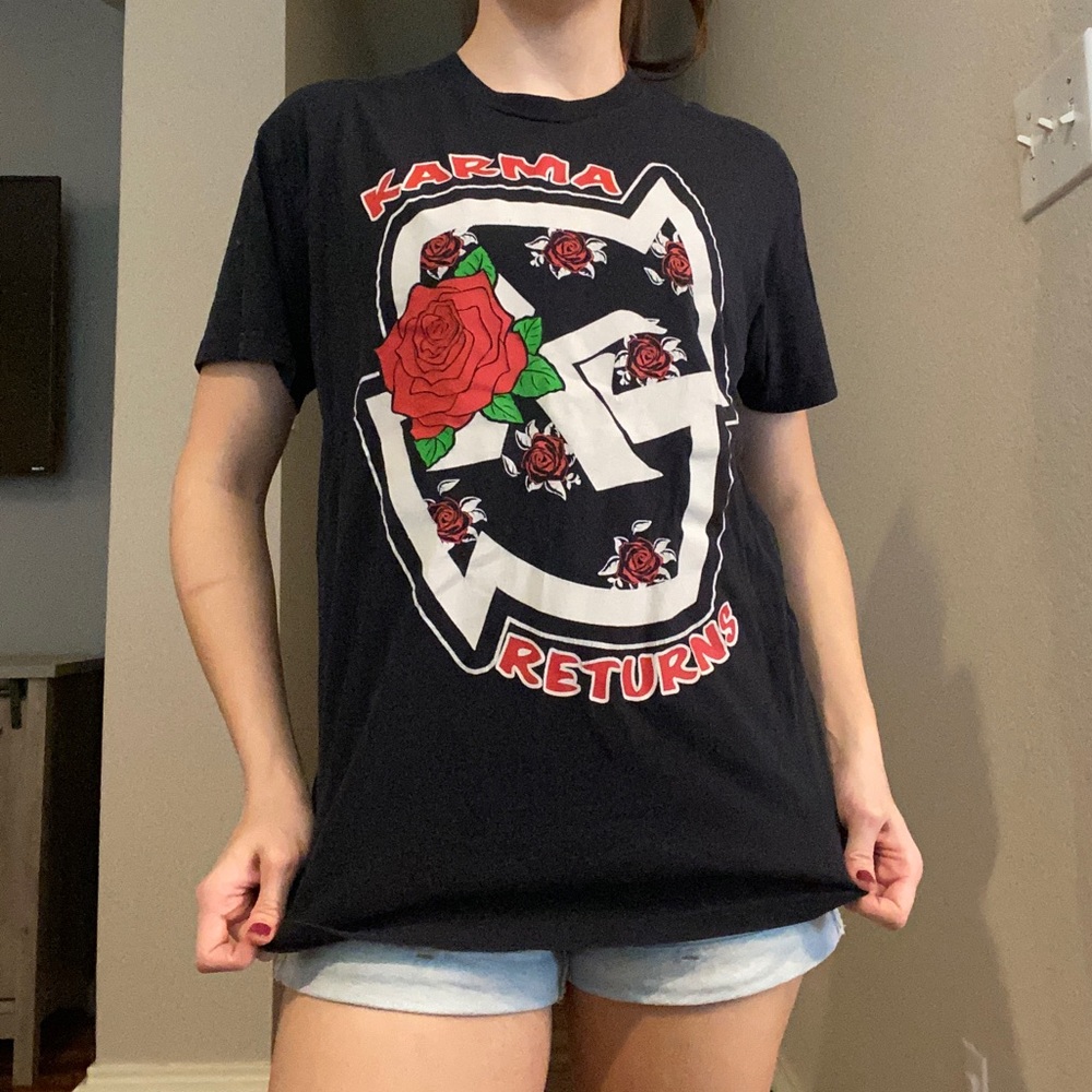 Karma returns floral rose t-shirt